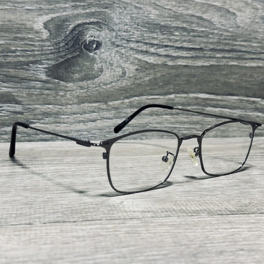 Eyeglass Frames Mens Gray Full Rim Square Metal Plastic Optical Frames Only